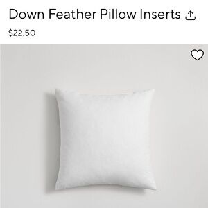 Pottery Barn Down Feather Pillow Insert 20x20